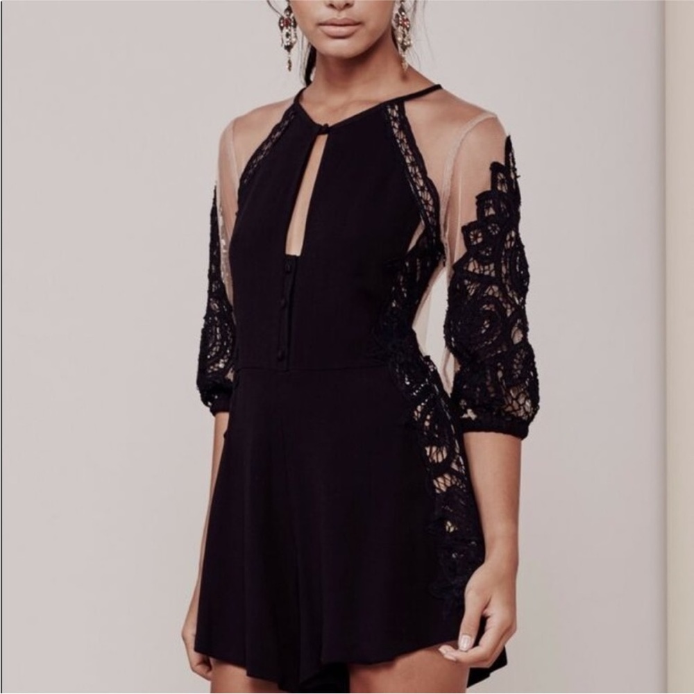 For Love & Lemons FL&L Black Valentina Romper Jumpsuits XS EUC